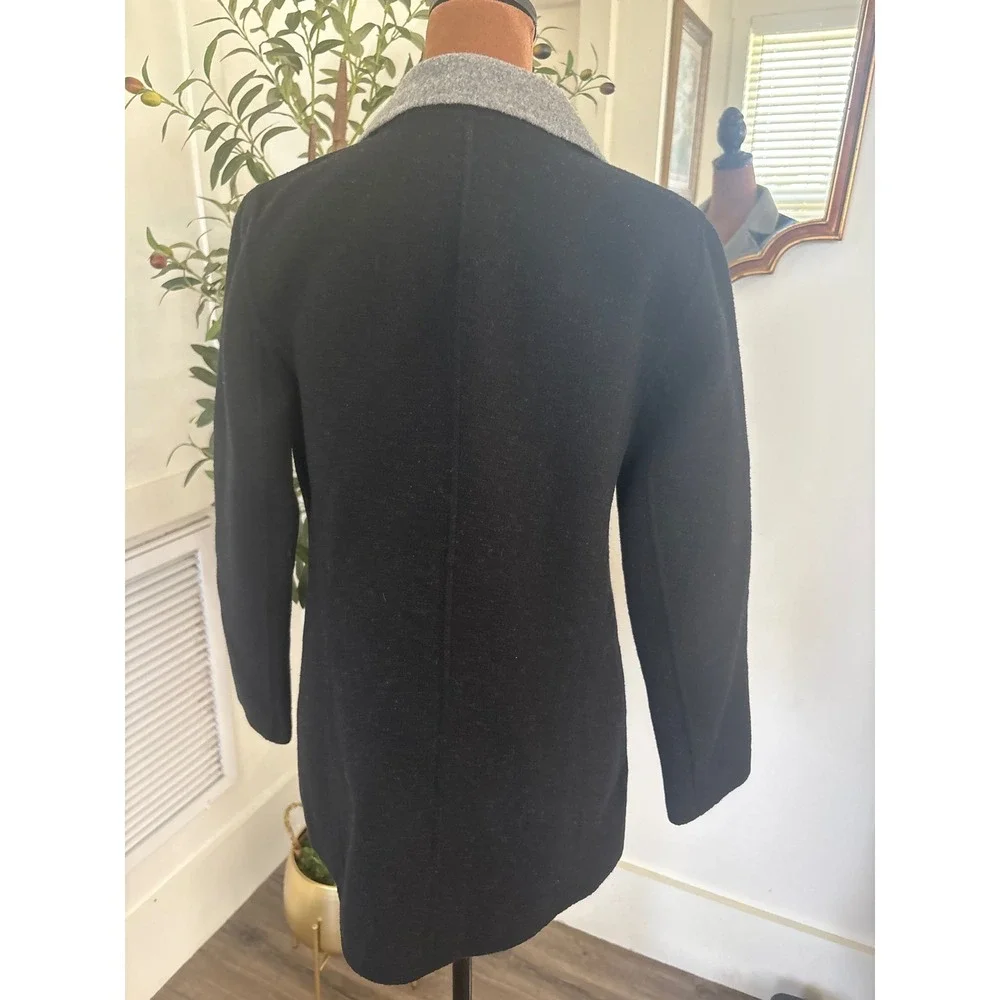 Talots Petite Black Grey Double Faced Wool Blend Coat Jacket 2P CN1204 04/19 - Picture 3 of 8